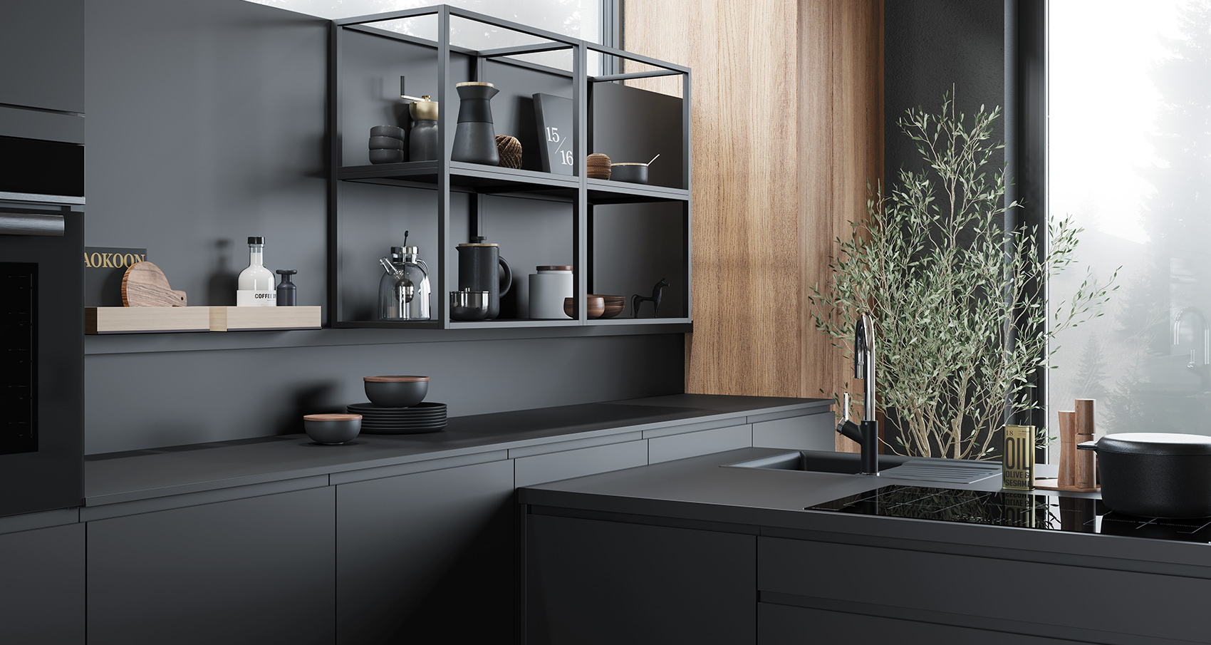 Häcker concept130 PERFECT Soft moderne Küche in Schwarz