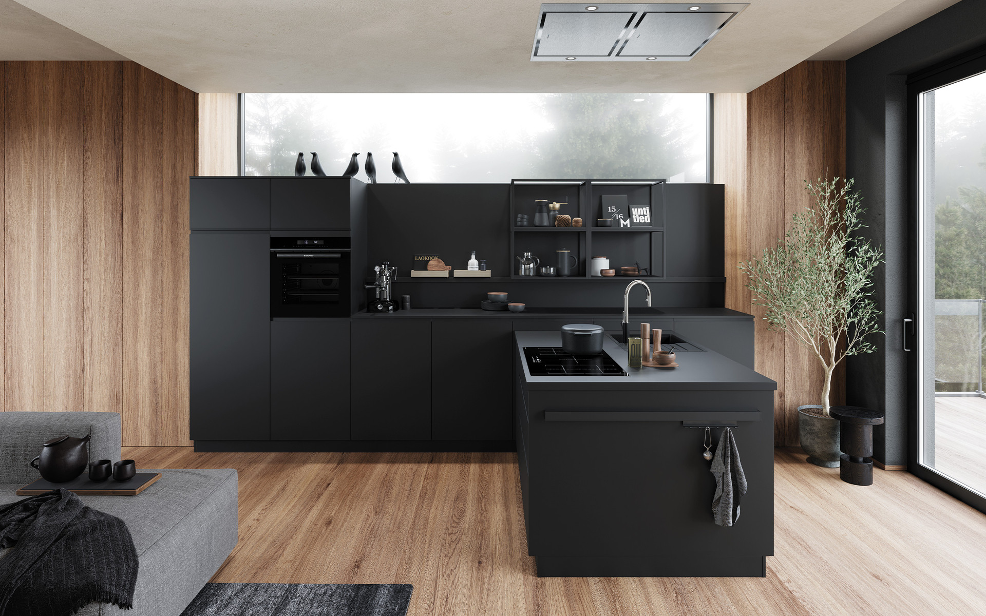 Häcker concept130 PERFECT Soft moderne Küche in Schwarz