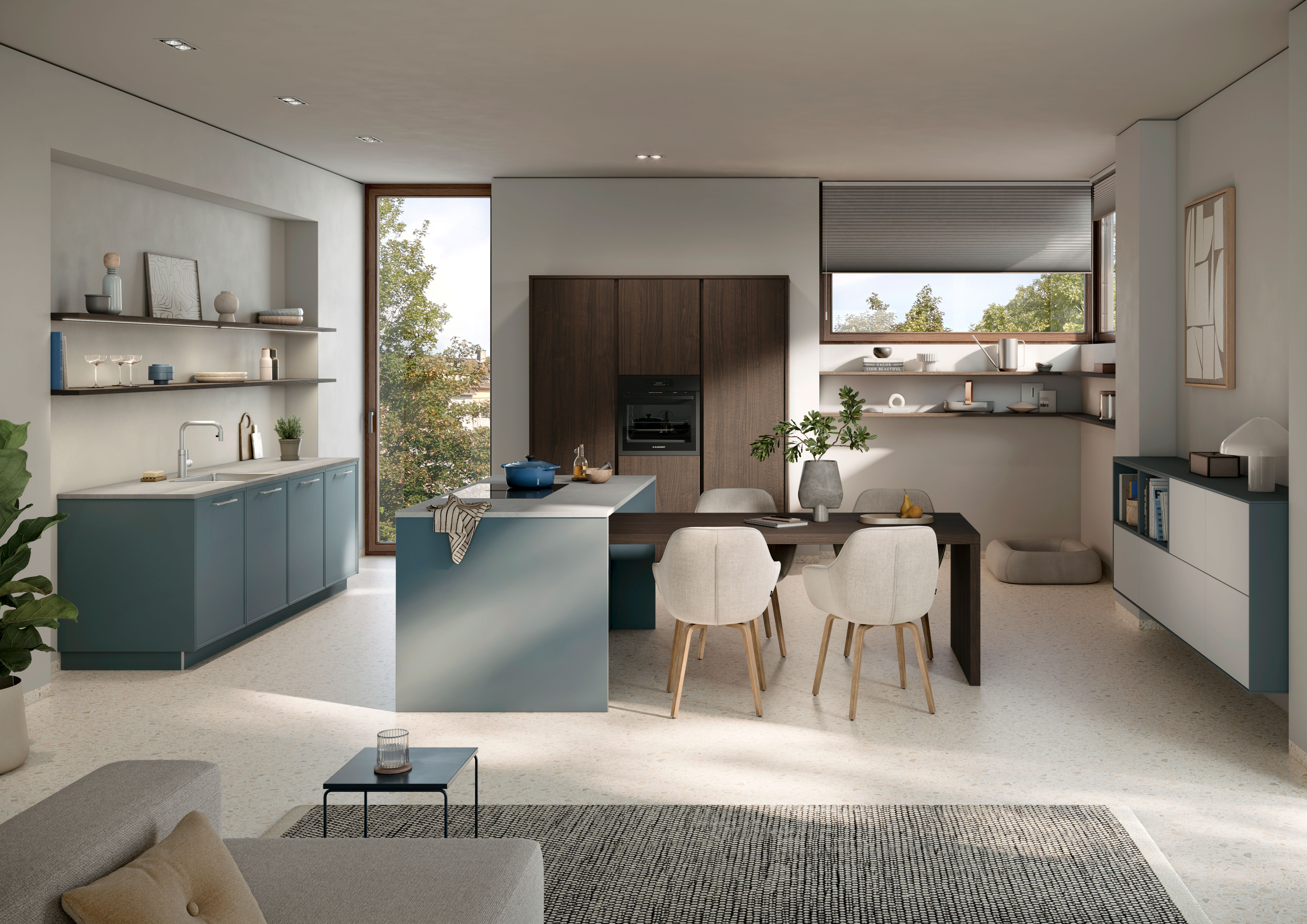 Overall view of a concept130 in Goya Gentian Blue by Häcker