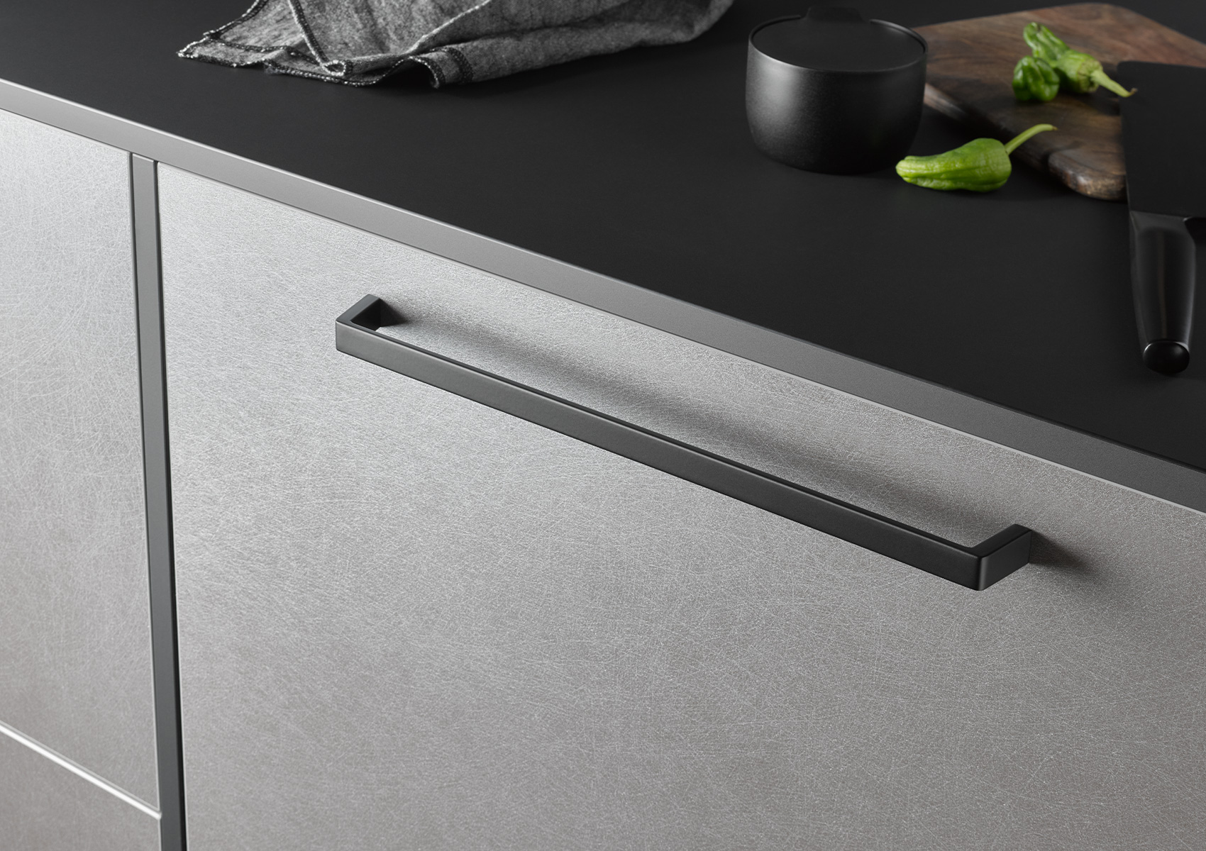 Detailed view of brushed steel surface