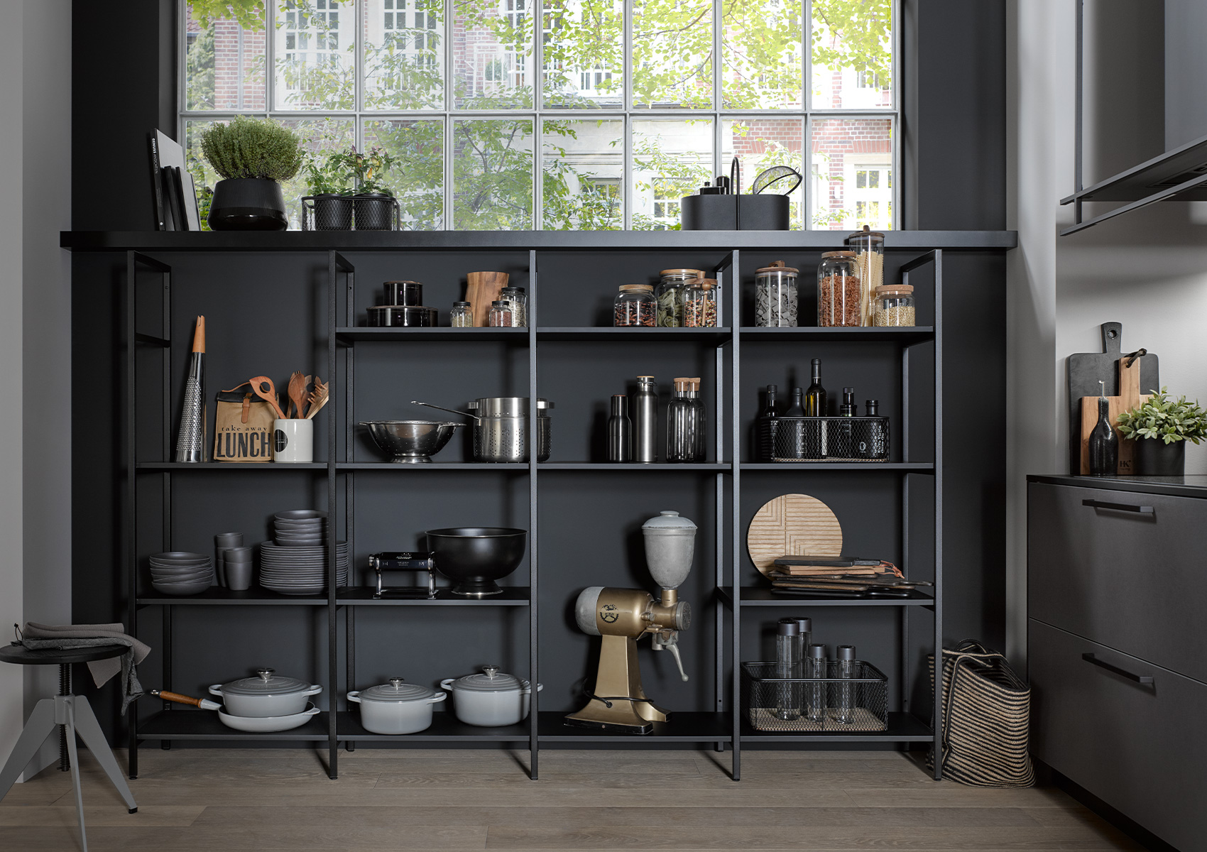 Shelving system in industrial style