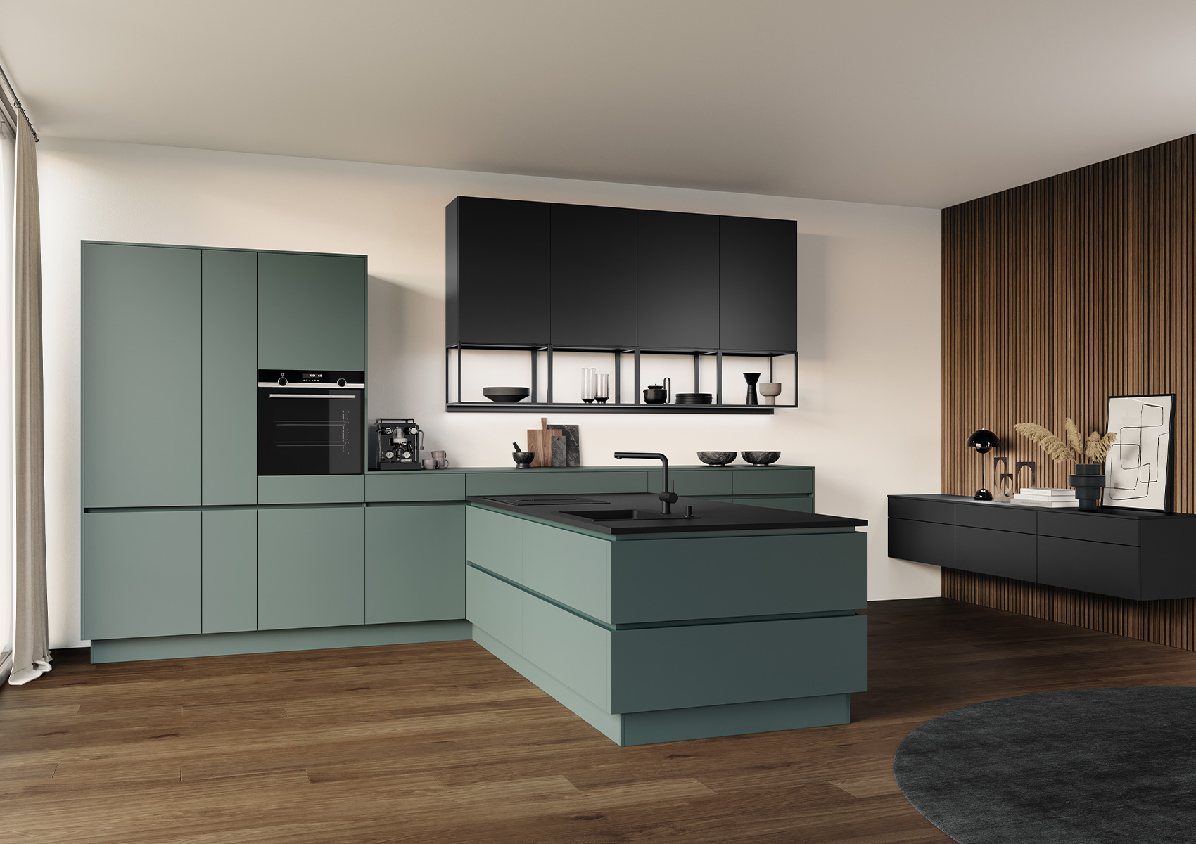 Kitchen in Selection trend color azure