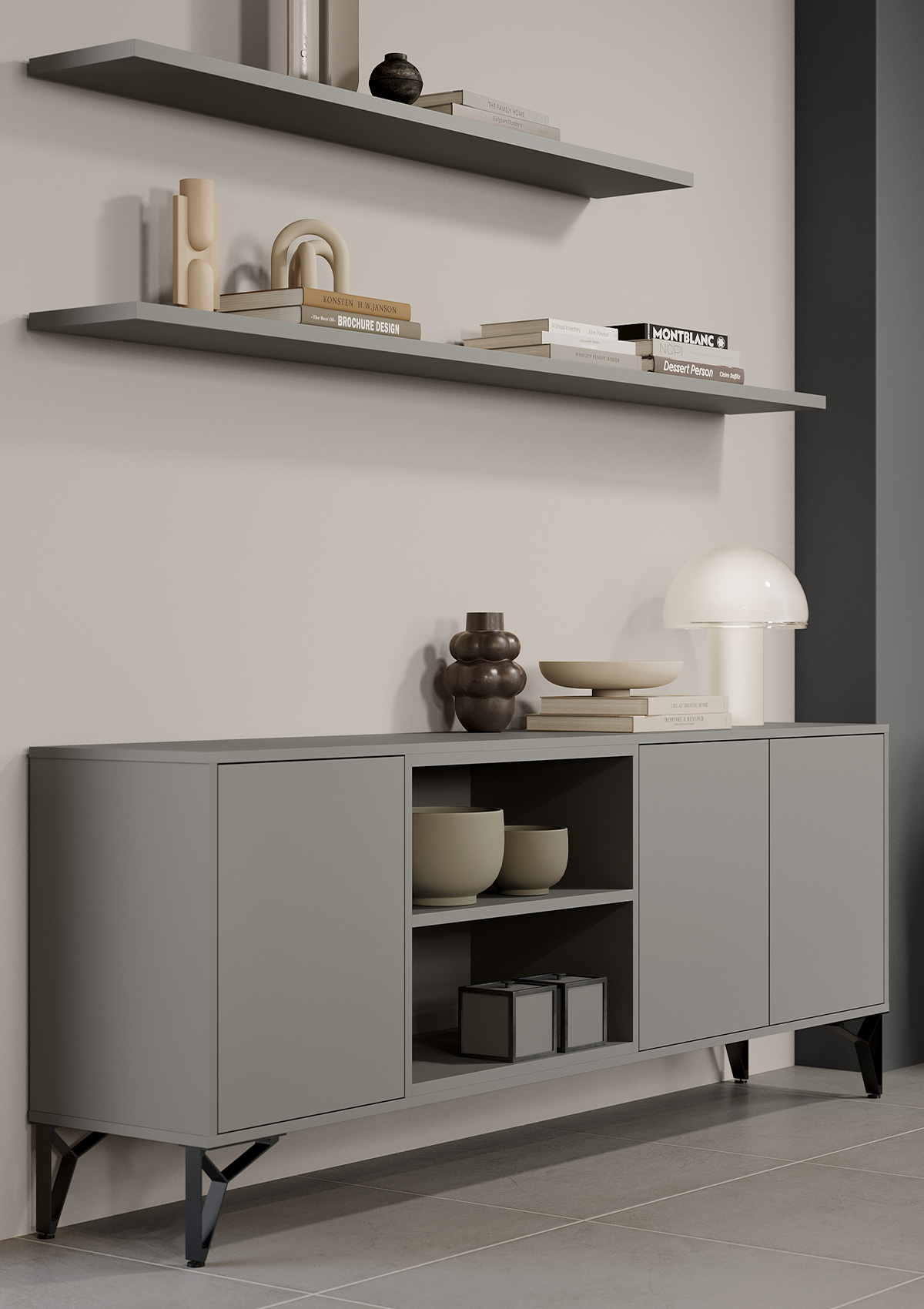 Picture of the sideboard with the AV 6000-GL front in greige