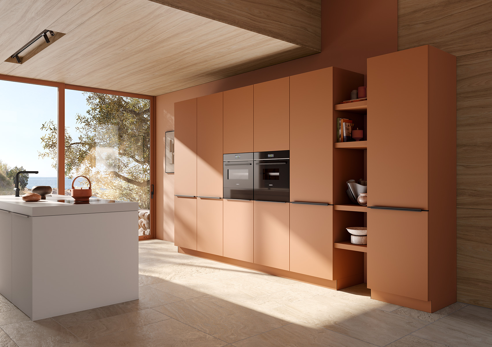 Open kitchen in summery NCS colour shade